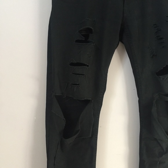 Ralph Lauren Ripped + Distressed Sons of Anarchy Style Black Jeans Denim 30 - Picture 4 of 11